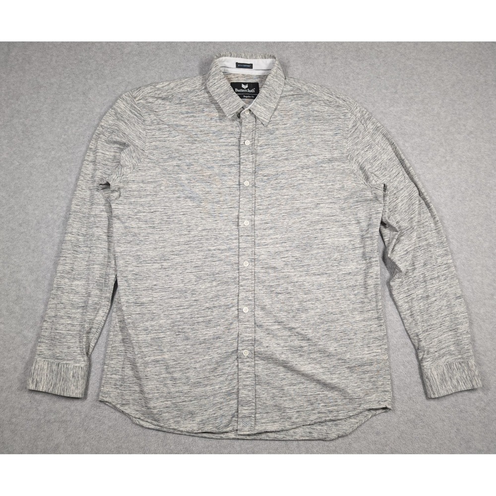 Buttercloth Men Shirt XL‎ Icy Cotton Regular Fit Long Sleeve Heather Button Up